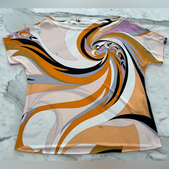 EMILIO PUCCI ORANGE MULTI TOP STYLE 82JN36 SIZE IT 46 / US 12 NWOTS! - Picture 6 of 17